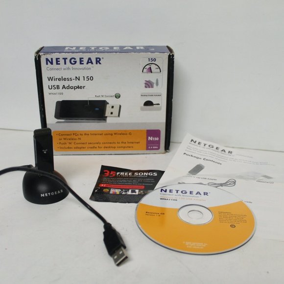 Netgear WNA Wireless Adapter, Black - Picture 1 of 7